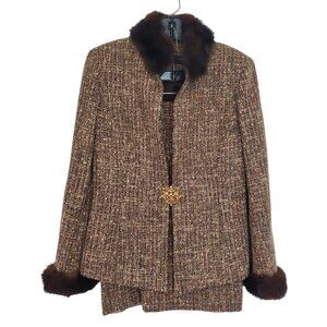 fur trimmed 2 piece outfit petite size 2